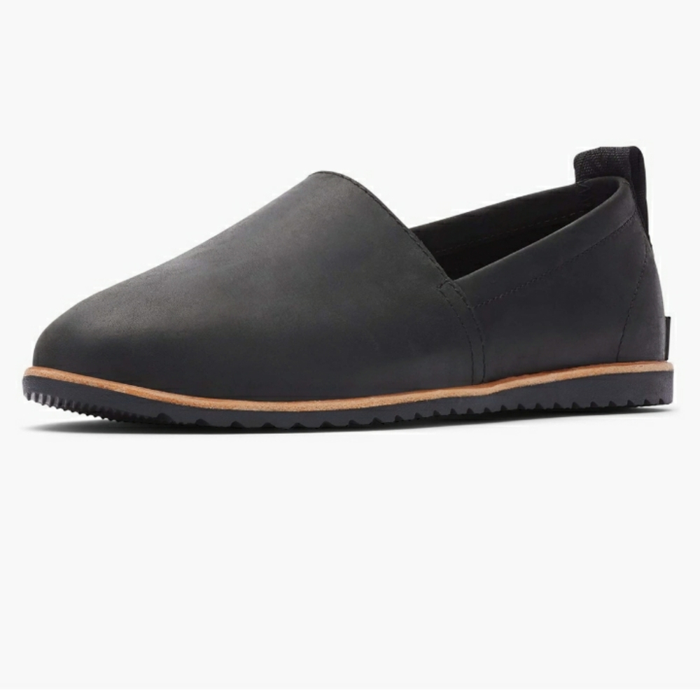 Sorel Ella Slip On Leather Waterproof Shoes Women's 7.5, Black